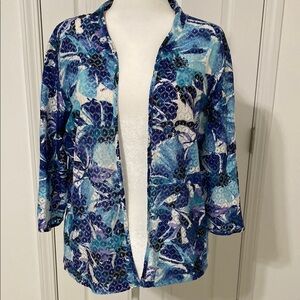 Chico's Blue Lace Summer Print Cardigan